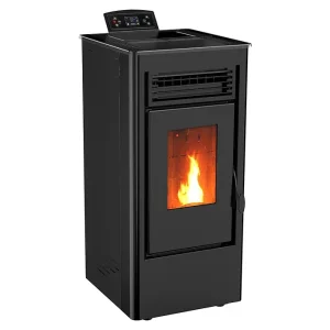 Estufa de Pellets Nebula 9 de 8,45–9 kW – Calefacción Eficiente para 180 m³, Bajo Consumo y Elegante Diseño en Negro