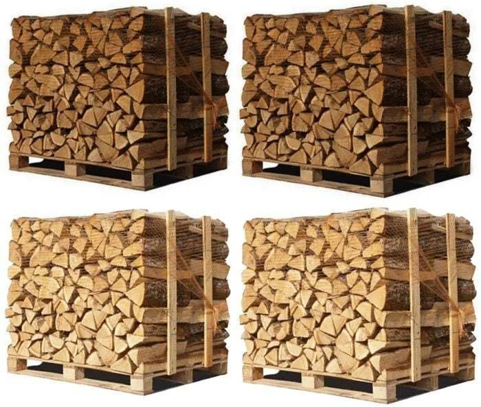 Pack de 4 Palés de Leña de 33 cm – 2 de Roble Blanco + 2 de Haya y Carpe. Precio 1000 kg leña encina